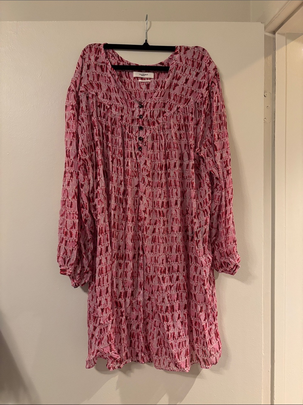 Isabel Marant Pink Patterned Long-Sleeve Tunic Dress